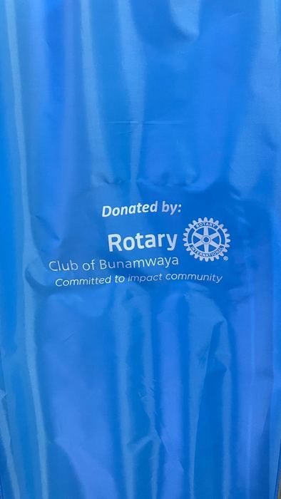 Rotary Club fabric banner Mouse Telimba Uganda