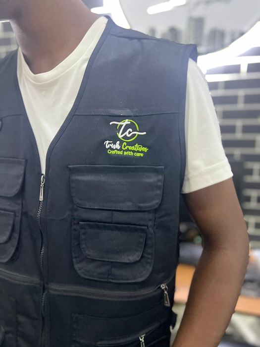 Trish Creatives vest embroidery merchandise branding Mouse Telimba Kampala Uganda